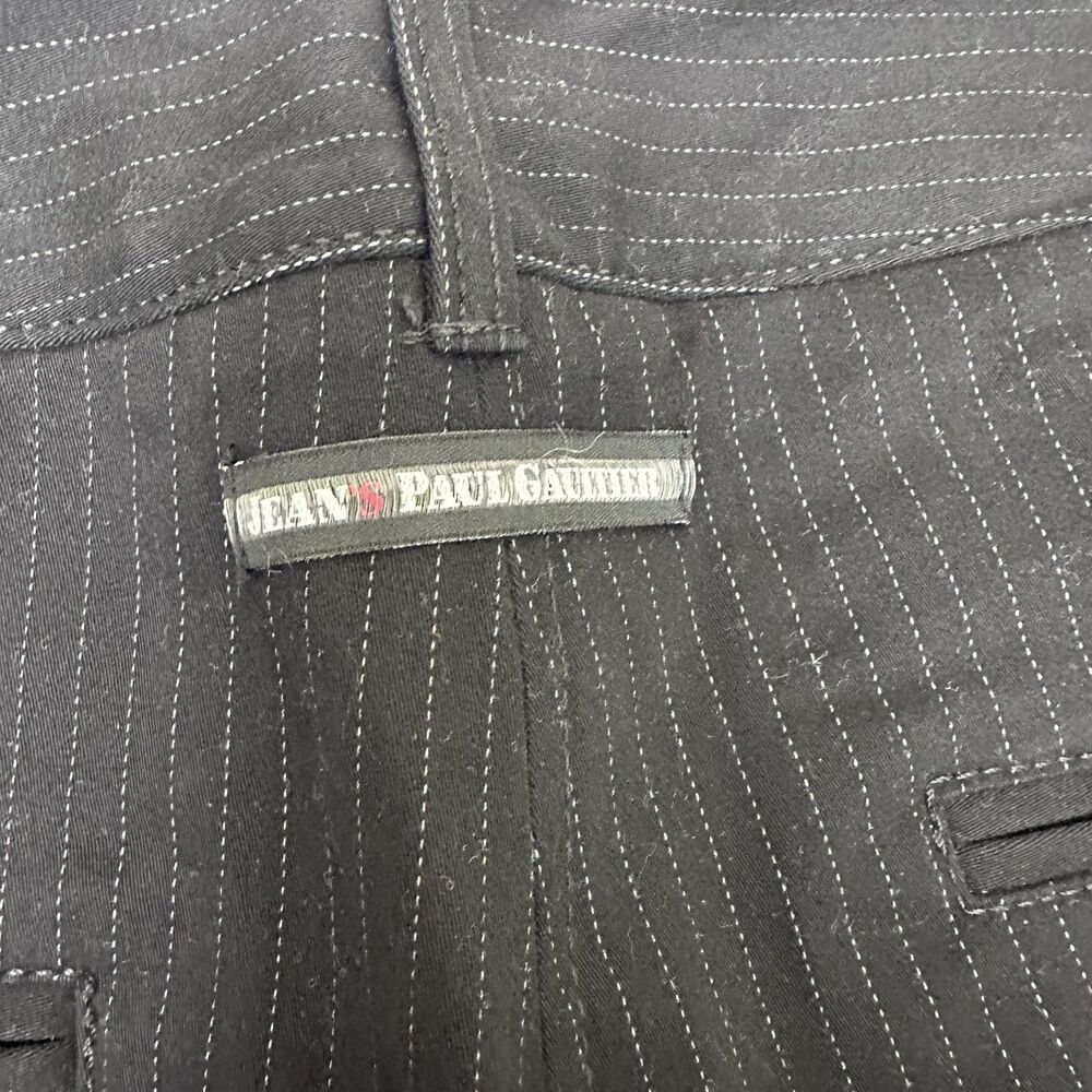 Jean's Paul Gaultier Women's Y2K Black Pinstripe Wide-Leg Cotton Pants Sz 29 New - Picture 15 of 16